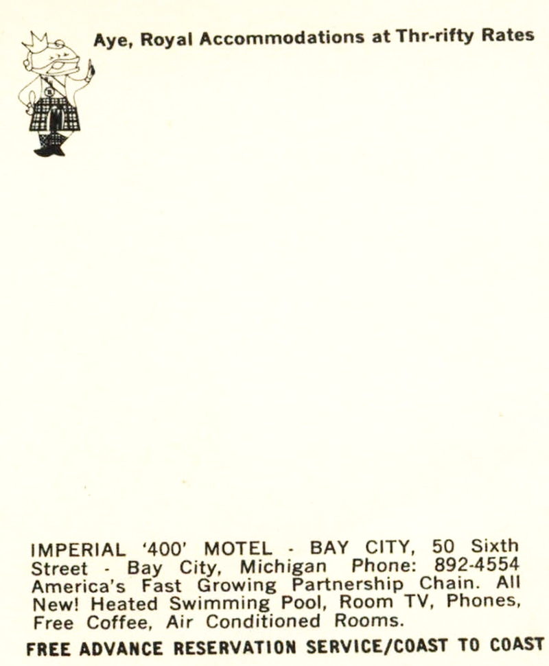 Imperial 400 Motel - Vintage Postcard Of Bay City Location (newer photo)
